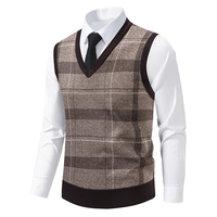 Pulls en tricot sans manches à col en V pour hommes, fabrication sur mesure, automne-hiver, nouveaux pulls en tricot pour hommes, gilet pull