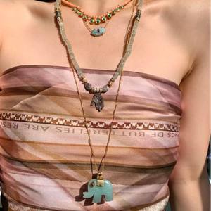 Collar de Moda con Colgante de Elefante y Bambú, Chapado en Oro, con <span class=keywords><strong>Aventurina</strong></span> <span class=keywords><strong>Verde</strong></span> Natural, Resistente al Agua, para Mujer, Regalo - Product Image 5