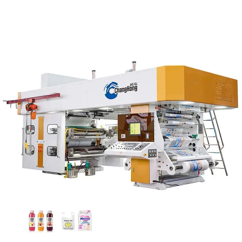 High Efficiency Centrel Drum Impression Roll To Roll Flexo Flexographic Printer Printing Machine For Plastic