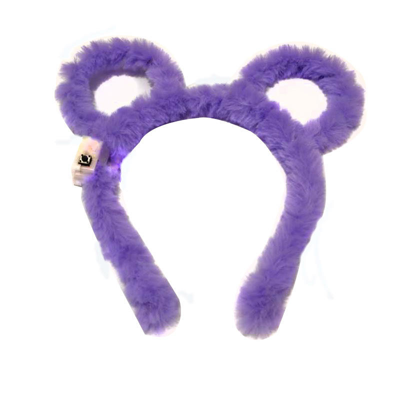 New Cute Children Girl Glowing Plush Hairband Wholesale Cat Ear Led Flashing Headbands