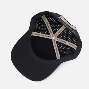 Casquette <span class=keywords><strong>de</strong></span> golf et <span class=keywords><strong>de</strong></span> baseball à <span class=keywords><strong>profil</strong></span> moyen, 5 panneaux, découpée au laser, en polyester noir 98 % et 2 % élasthanne, avec logo <span class=keywords><strong>PVC</strong></span> personnalisé, haute performance - Product Image 3