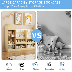 Étagère à livres en bois pour enfants en bas âge, bibliothèque en bois pour enfants, organisateur de rangement pour jouets, bibliothèque pour bébé avec support à livres suspendu - Product Image 6