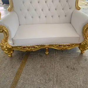 Personalizado Barato Branco Ouro Vermelho de Luxo da Rainha do Rei de Noiva jantar de Casamento Real sofá duplo cadeira do trono