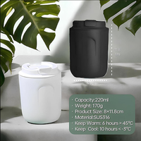 Termo Elegante de Acero Inoxidable de 220ML/380ML, Mini Taza de Café Aislada al Vacío con Tapa Reutilizable, Regalo Perfecto
