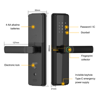 Cerradura Electrónica Inteligente para Puerta, con Huella Dactilar, Contraseña, Tarjeta RFID, Aplicación, Sin Llave, Cerrojo, WiFi Tuya, Acero, para Apartamento
