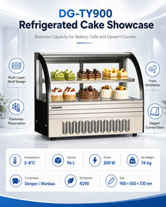 Vitrine réfrigérée de comptoir en verre incurvé pour gâteaux, écologique R290, avec porte coulissante, pour boulangerie et pâtisserie - Product Image 3