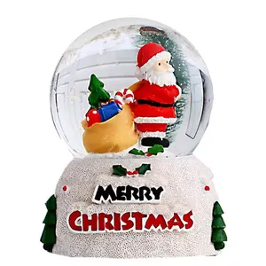 Decorative Custom Resin water globe Ornaments Crafts Handmade Exquisite Christmas Santa Claus Gifts Mini Snow Globe Snowballs