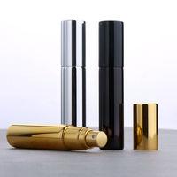 SUMEEAR Flacon de parfum portable en verre UV 10 ml, rechargeable, avec pulvérisateur à pompe, rond, vide, pour cosmétiques, sérigraphié, avec diffuseur à bâtonnets