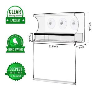 Toptan dekoratif şeffaf akrilik papağan kuş kafesi Pet kafesleri kuş evi besleyici ekran standı - Product Image 5