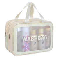 Trousse de Toilette de Voyage Pliable Double Couche en PU, Imperméable, Organisateur de Maquillage, Séparation Humide/Sèche, Pochette Cosmétique Portable pour Salle de Bain
