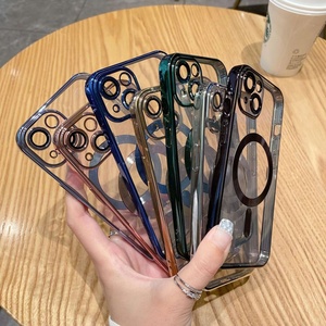 เคสโทรศัพท์แม่เหล็กพร้อมกระจกกันรอยเลนส์กล้องเคลือบ CD Grain Electroplated สำหรับ iPhone 13 Pro Max 14 Pro - Product Image 1