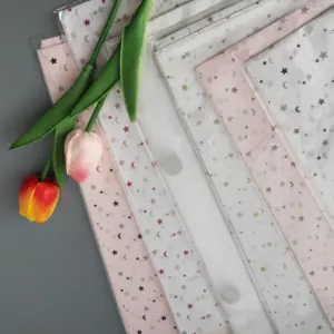 Papel de embalagem com estampa de logotipo personalizado, papel de embalagem com estampa de roupas, envoltório para presente, rosa e branco