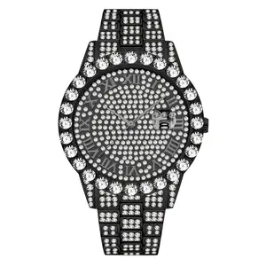 Hot Fashion TW737 Luxury Full Diamond Face Rome Steel Wrist Watch Calendar Fancy Women Bling Watch