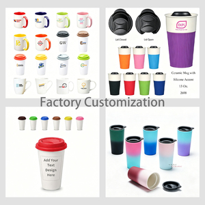 Tasses de voyage en céramique à <span class=keywords><strong>double</strong></span> paroi avec couvercle, personnalisables, imprimées, portables, en porcelaine, pour café en extérieur – Vente en gros usine - Product Image 5