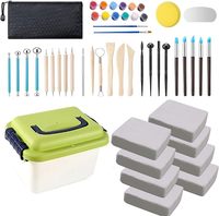Ensemble d'argile naturelle blanche à séchage à l'air libre Bview Art 4 kg avec 30 outils de modelage et boîte de rangement pour la poterie ou la sculpture