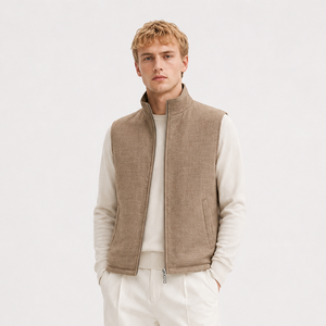 <span class=keywords><strong>Gilet</strong></span> Vintage Impermeabile in <span class=keywords><strong>Lana</strong></span> per <span class=keywords><strong>Uomo</strong></span>, Personalizzabile OEM, Leggero e Lavato, in Lino/Cotone 3D per Autunno e Inverno, Giacca Calda con Cerniera - Product Image 2