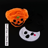 Chapeau de citrouille d'Halloween haut de gamme avec ensemble bavoir fantôme en peluche douce, accessoires de photographie amusants, personnalisable en usine, ensemble de cosplay pour animaux de compagnie