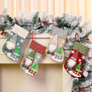 New <b>large</b> Christmas stockings, 3D Christmas linen stockings with a faceless old man <b>doll</b>, candy bag/gift bag - Product Image 1