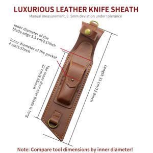 Offre Spéciale OEM Camping en plein air EDC fourreau <span class=keywords><strong>ceinture</strong></span> en cuir épais transporter couteau gaine avec lame fixe en acier manche en bois en gros - Product Image 6