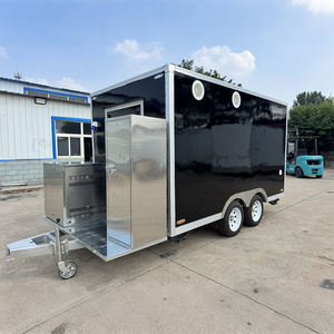 Remorque alimentaire mobile carrée multifonctionnelle avec étagère de service pliable et drainage interne pour une manipulation propre des aliments - Product Image 1