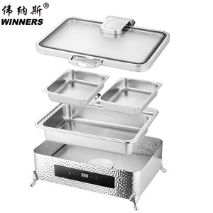 WINNERS-Ensemble présentoir luxueux pour buffet, chauffe-plats martelés, chauffe-plats en acier inoxydable pour buffet, pour banquet d'hôtel - Product Image 3