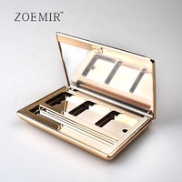 Palette à paupières magnétique vide personnalisée, palette à blush 3 compartiments avec miroir, rose gold, rectangulaire, palette de poudre compacte 3 couleurs