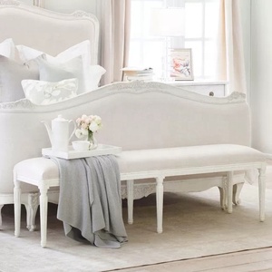 American Distressed Vintage Carved Double <span class=keywords><strong>Bed</strong></span> Francês Estilo Europeu Carvalho Sólido para Quarto Principal para Casamento Princesa Tamanho Grande - Product Image 4