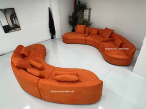 مجموعة أرائك زاوية حديثة على شكل قوس أريكة جلدية/قماشية لغرفة المعيشة المنزل الفندق فيلا أثاث الطابق السفلي - Product Image 4