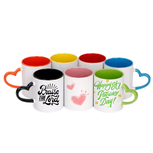 Bán buôn cổ điển 11 oz 330ml hai giai điệu thăng hoa tráng gốm cốc cà phê với trái tim xử lý cho quà tặng - Product Image 1