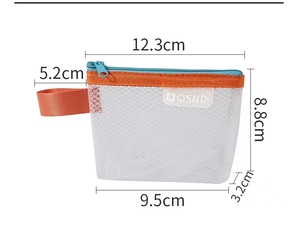 Color Blocking Fashionable <b>Transparent</b> Mesh Envelope Storage <b>Makeup</b> <b>Bag</b> - Product Image 4