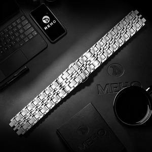 Bracelet de montre en acier inoxydable, bracelet de remplacement à maillons argentés pour un usage professionnel et décontracté - Product Image 1