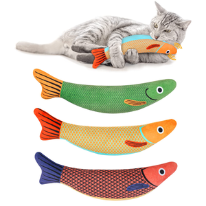 Nouveau jouet à mâcher lumineux en forme de poisson simulé à la catnip, durable, pour l'auto-entretenissement des chatons, jeu interactif, pour la dentition, nettoyage des dents, sûr pour les animaux de compagnie - Product Image 1