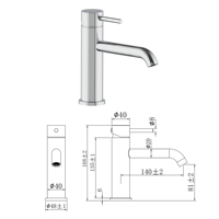 Robinet de douche chaud/froid et robinet de lavabo en acier inoxydable SUS 316 avec noyau de valve en céramique, série Yuson 3163, pour salle de bain et cuisine