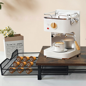 Soporte Elevador Rústico de Madera para <span class=keywords><strong>Cafetera</strong></span> con Cajón Deslizante de Malla Metálica para Almacenamiento de Cápsulas K-Cup al por Mayor - Product Image 4