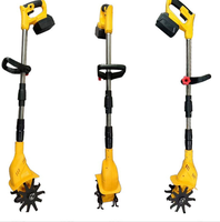 Motoculteur électrique à batterie au lithium jaune et noir, très vendu à l'international, 1,2 kW haute puissance, rechargeable, 24 V, diamètre de disque 200 mm