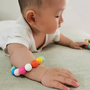 Bracelet de perles de dentition en Silicone pour bébé, jouet personnalisé, de qualité alimentaire, à mâcher, 10 pièces