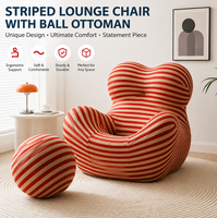 Canapé modulaire en L à trois places, rayé, moderne, avec ottoman et fauteuil d'appoint, en tissu, pour appartement, salon, chambre