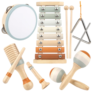 Xylophone moderne en bois de couleur neutre Instrument de percussion pour les enfants de 2 à 4 ans Jouet musical éducatif Montessori - Product Image 3