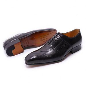 Chaussures habillées Oxford en cuir pour hommes, imprimé peau de serpent, à lacets, bout pointu, pour le bureau, les mariages et les soirées – Fabrication chinoise - Product Image 5