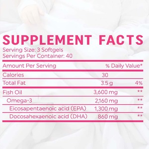 Integratore di Olio di Pesce Omega 3 a Tripla Potenza OEM, Supporta la Salute di Occhi, Cervello e Sistema Immunitario, 3600 mg EPA e DHA in Capsule Molli - Product Image 3