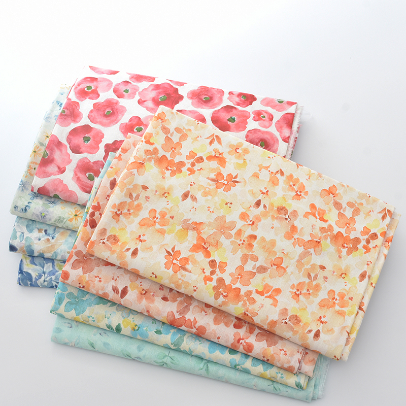 Оптовая продажа, льняная ткань с цифровым принтом, мягкая хлопковая льняная ткань, хлопковая льняная ткань с цветочным принтом для одежды, рубашек, платьев