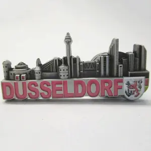 Custom Germany Tourist Souvenir Metal Fridge Metal Magnets Dusseldorf Hamburger Souvenir Fridge Magnet