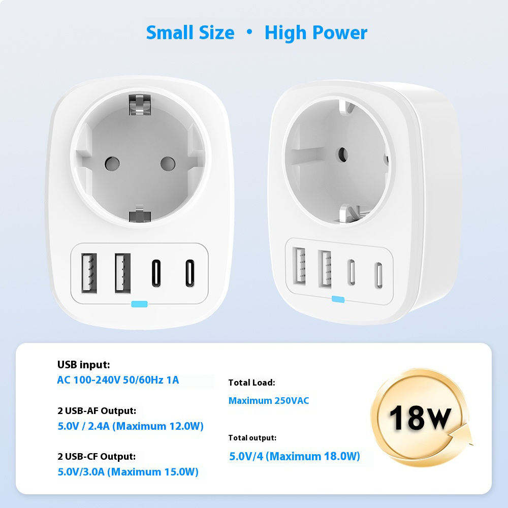 HONPNK European to USA EU to US Plug Adapter Travel Converter for Europe EU Spain France Type C/E/F Plugs to US Power Adapter
