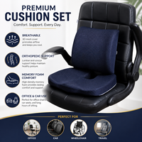 Ensemble de coussins de soutien lombaire en mousse à mémoire de forme de qualité supérieure avec coussin de siège en forme de U pour chaise de bureau, siège de voiture et fauteuil roulant