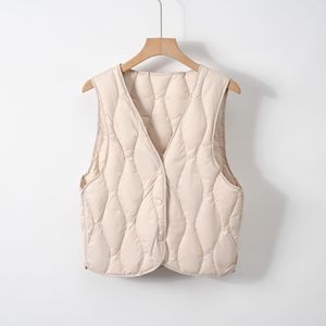 Новый модный укороченный жилет из нейлона <span class=keywords><strong>Pinghu</strong></span> Down Liner: легкий, с воротником-стойкой на три пуговицы, винтажный, стройнящий, для ношения под одеждой - Product Image 1