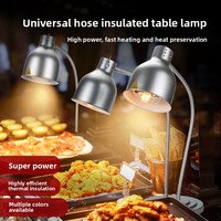 Lampe chauffante alimentaire 275W double tête électrique argentée pour buffet de fête, lampe de maintien au chaud pour présentation de pizzas avec tuyau et design pivotant