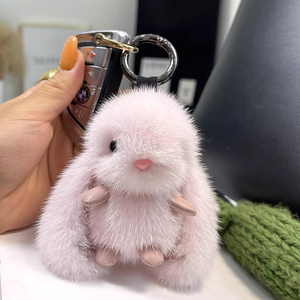 Luxury Plush Fluffy Easter Bunny Plush Keychain <b>Keyring</b> Rabbit Toys Girl Handbag Backpack <b>Charm</b> Pendant Soft Pompom Doll Gift - Product Image 5