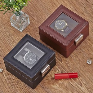 European American PU Leather <b>Stitched</b> Flip <b>Watch</b> Box Luxury Wristwatch Storage Display Gift Box Wholesale - Product Image 5