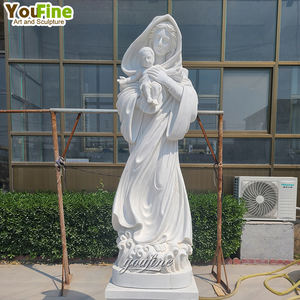 รูปปั้นหินอ่อนสำหรับบูชาพระแม่มารีที่ถือพระเยซูสำหรับตกแต่งสวนกลางแจ้งทางศาสนา - Product Image 2