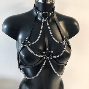 Vendita all'ingrosso Goth Bdsm in pelle multistrato con nappine imbracatura per il corpo catena spessa collana petto Sexy <span class=keywords><strong>Lingerie</strong></span> - Product Image 4